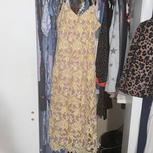 Size small, yellow and pink lace dress.